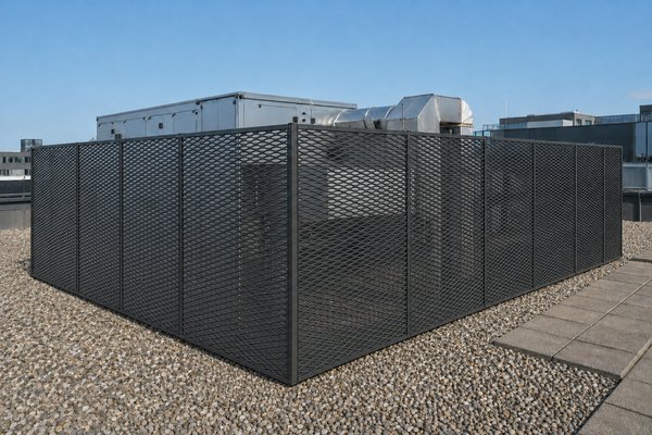 Dakinstallaties afgeschermd met strekmetaal